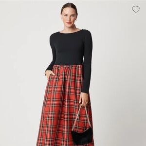 J. Crew Factory Long Sleeve Tartan Mixy Dress